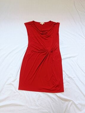 Michael By Michael Kors Drape Neck Cap Sleeve Twist Sheath Dress Holiday Party